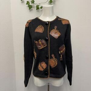 Vintage 90s Retro Funky Michael Simon Patchwork Leather Purse Unique Cardigan
